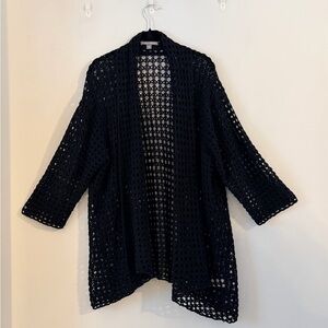 Jessica London Midnight Black Crochet Cardigan Size 18/20